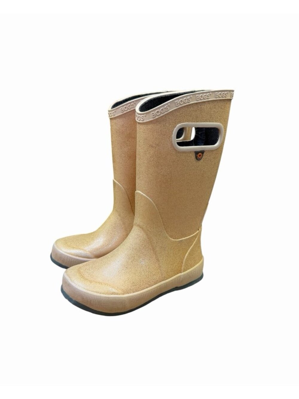 Bogs Glitter Waterproof Rain Boots Kids Size 12 Beige Gold Sparkle